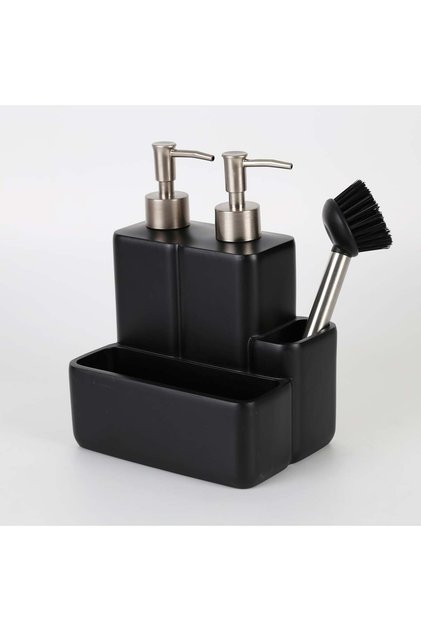 Iris Two-Fluid Sponge Holder Black