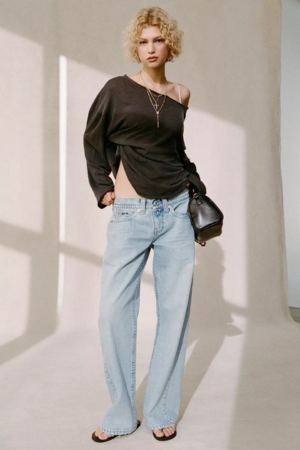Low-Rise Jeans Kyla -100% Cotton Baggy Loose Fit Jean Straight Leg