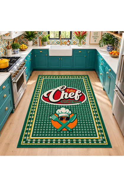 Aura Chef's Kitchen Patterned Woven Base Decorative Carpet Auraplus53