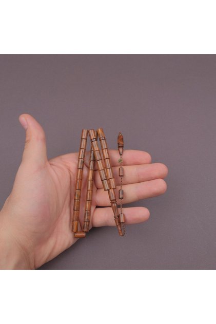 Yılan Ağacı Usta İşi İmzalı Kesme Kesim 6.5x10.5mm Tesbih