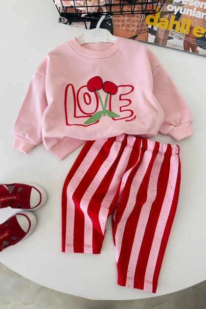 Love Cherry Printed Baby Girl Set of 2 - Pink