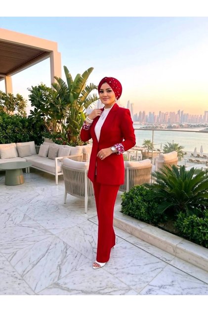 Leopar Astarlı Kırmızı Ceket