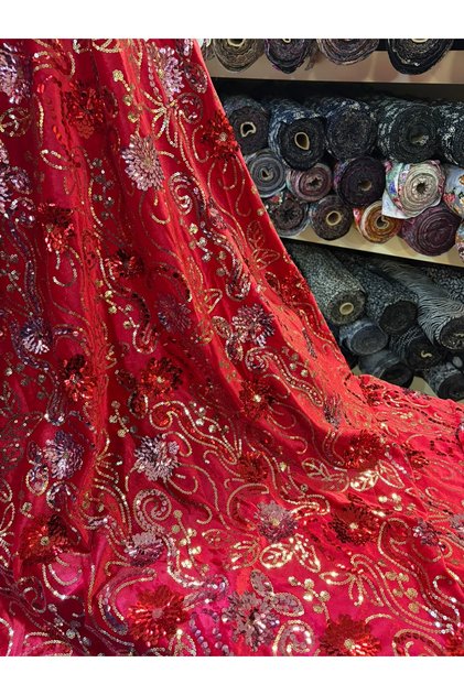 Sequin Embroidered Velvet Fabric