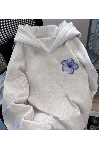 Unisex Gray Kangaroo Pocket Thick Fabric Oversize Hooded Sweatshirt Hoodie