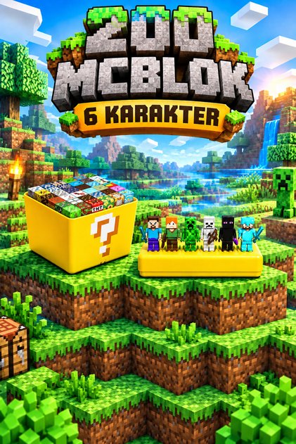 Şans Kutulu 200 Adet Minecraft Manyetik Blok +6 Karakter Hediye