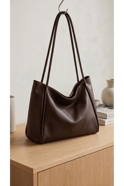 Noya Soft Model Zippered Women's Hand and Shoulder Bag Brown