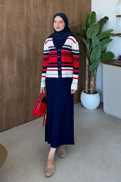 Falco Striped Suit Navy Blue