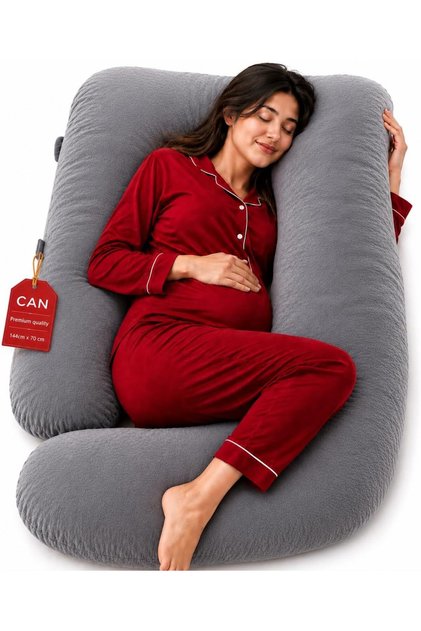 Pregnancy Pillow U-Shaped Ultra Soft Full Body Maternity Pillow with Removable Cover, Pregnancy Body Pillow for Sleeping, Support for Back, Belly, Hips & Legs, Side Sleeper Pillow, Grey