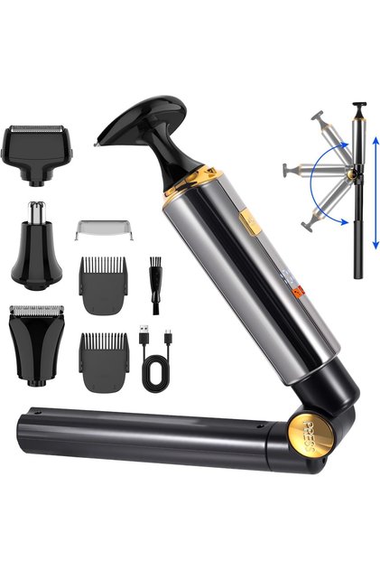 Electric Mens Back Shaver Body Trimmer Hair Groomer 4 in 1 Kit with Extendable Auxiliary Arm Waterproof Facial,Chin,Arm,Back,Pubic Hair Trimmer Grooming Set