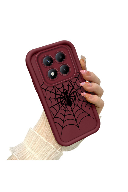 Redmi Note 14 Pro Plus+ 5g Compatible Dark Style Spider Web Printed Case, Daily Impact Protection