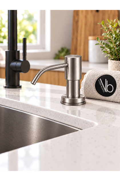 Inox Built-In Liquid Soap Dispenser Satin Finish for Kitchen and Bathroom Sinks Imported with 2 Year Warranty 500ml