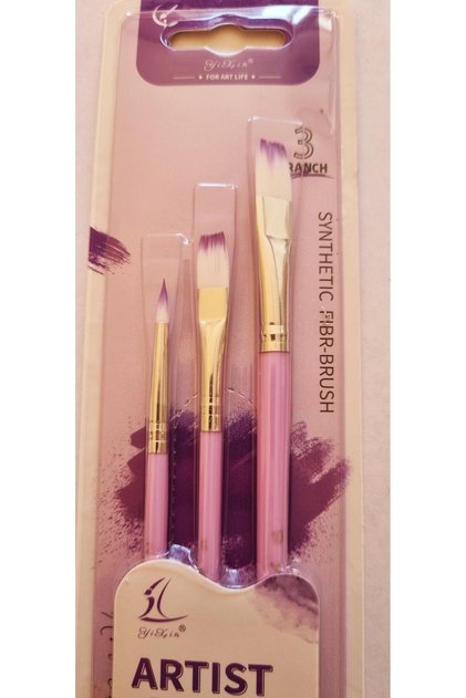 3'lü Kesik Uçlu Akrilik Boya Yağlı Boya Artist Brushes Pastel Renkler Resim Fırçası Synthetic Fibr-Brush No: 2-6-10