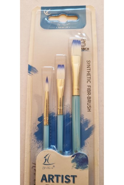 3'lü Kesik Uçlu Akrilik Boya Yağlı Boya Artist Brushes Pastel Renkler Resim Fırçası Synthetic Fibr-Brush No: 2-6-10