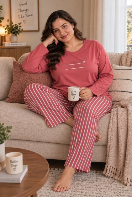 Women's Oversized Cotton Long Sleeve Pajama Set