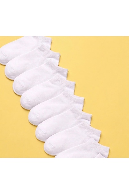 8 Çift Ekonomik Paket Düz Beyaz Patik Çorap