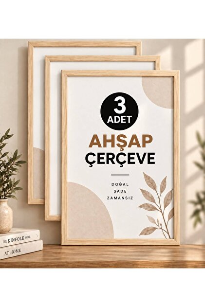 3 ADET Ahşap Duvar Çerçevesi 30 x 40 – Poster ve Fotoğraf Çerçevesi Salon Ahşap Tablo, Bebek Odası Çerçeve 30x 40