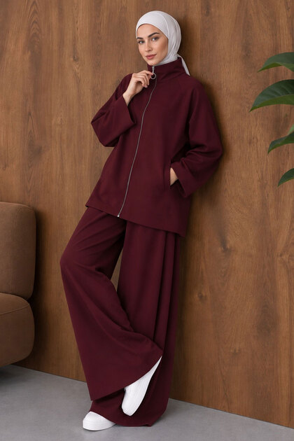 High Collar Zippered Oysho Suit Tsd260286 Plum