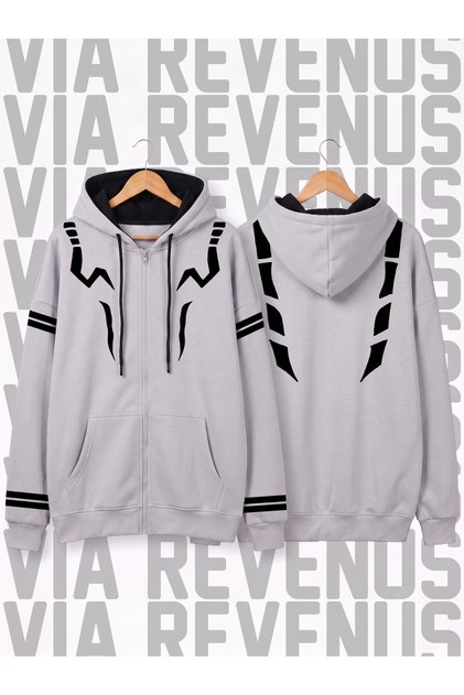 Jujutsu Kaisen Sukuna Tattoo Front and Back Printed Unisex Zip Hooded Sweatshirt Cardigan
