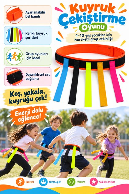 Koş Yakala Çocuk Kuyruk Çekiştirme Oyunu Anaokulu Kreş Etkinlik Oyuncağı Duyusal Aktivite Eğitici Yakalama Grup Bahçe Oyunu