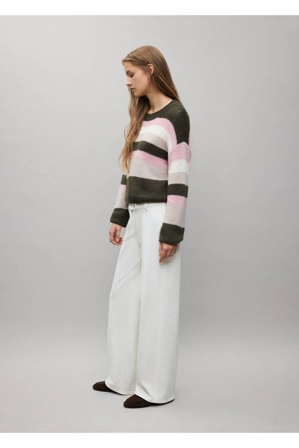 Düğme detaylı wide leg jean