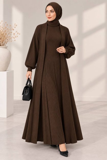 Women's Standing Collar Dress 2-Piece Knitwear Set