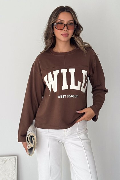 Women's Wild Printed Crew Neck Long Sleeve Sweatshirt