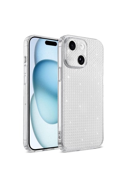 iPhone 15 Compatible - Crystal Flex Transparent Silicone Glittery Look Flashy Case