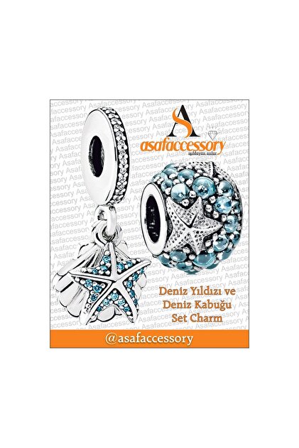 Deniz Yıldızı Ve Deniz Kabuğu Set Charm Gümüş