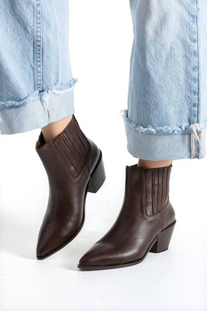 Mi, Western Style Boots, Rubber Sides, Rubber Sole, Genuine Leather Boots