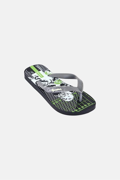 Kids Boy Graphic Slip On Slippers, Black