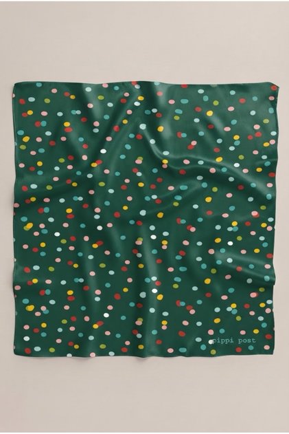 باندانا وشاح بنمط كونفيتي باللون الأخضر الزمردي مقاس 50x50 سم