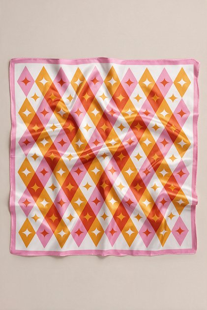Pink Orange Baklava Pattern Scarf Bandana 50X50 cm