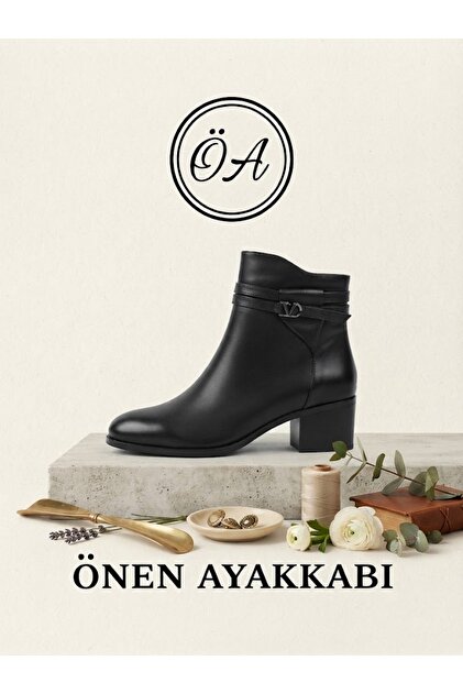 KILASİK ŞIK HAFİF TOPUKLU HAKİKİ DERİ BOT