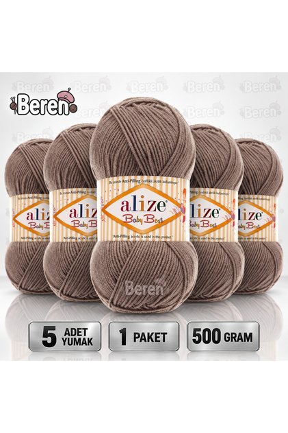 Baby Best - 534 Açık Kahve - 5'li Paket - 100gr/240m - Bebek İpi - Anti Pilling Tüylenmez İp