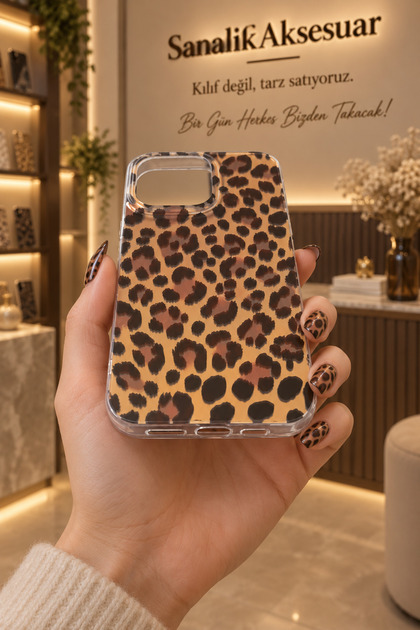 Elegant Phone Case with Leopard Pattern Compatible with iPhone 16 Pro Max