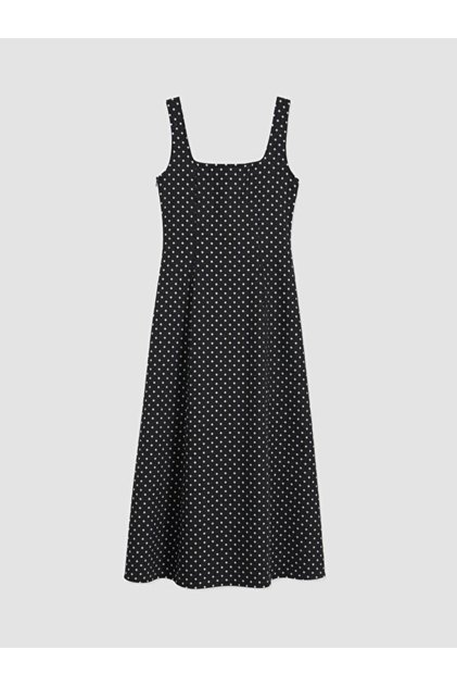 Square Neck A-Line Polka Dot Dress