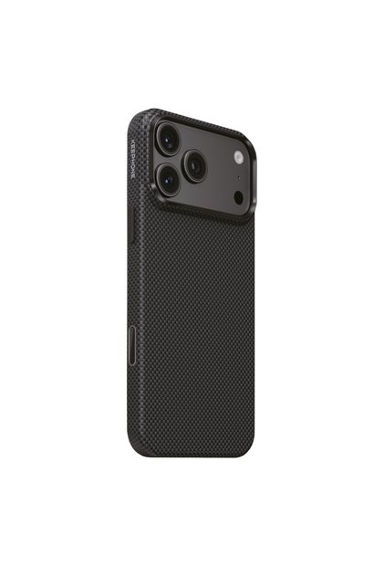 iPhone 18 Pro & 17 Pro Compatible Kevlar Case Titan Aramid Fiber Carbon Magsafe Cover - Black Robin Dark Cherry