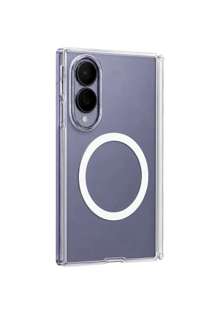 B Crystal Drop Magsafe Samsung Galaxy Z Fold 8 Compatible Fingerprint-Free Transparent Silicone Case