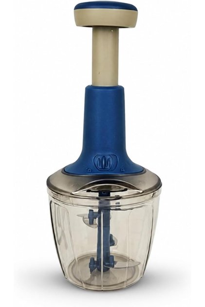 Manual Push Food Chopper 1000ml, Hand Vegetable Cutter Dicer with 3 Blades, Onion Garlic Cutter for Salad Salsa Baby Food, BPA Free, Green or Blue Color