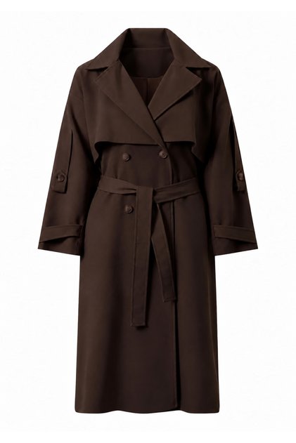 Übergroßer langer Trenchcoat mit Gürtel und Windschutz
