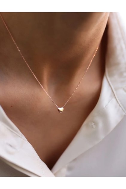 Minimal Heart Necklace – Rose Gold Tarnish-Resistant Steel Elegant Everyday Women's Necklace