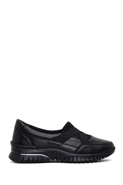 Women's Black Thick Soled Leather Comfort Shoes Af460017Dv