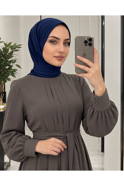 Practical Ready-To-Wear Hijab Scarf with Snap Fasteners, Hijab Cap, Suitable for Both Daily Use and Pool and Sea Caps, Navy Blue.