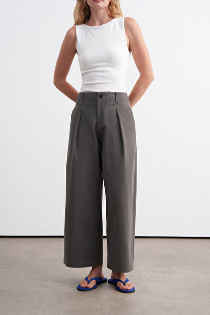 Cotton Wide Leg Trousers