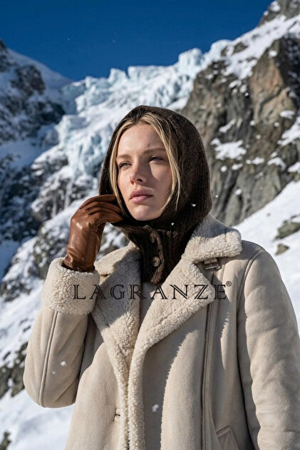 Ribbed Collar Buttoned Hooded Women's Neck Collar/Hat