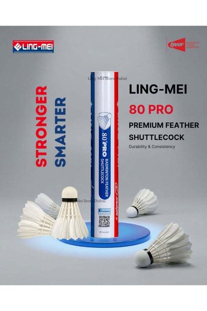 80 PRO Goose Feather Shuttlecock (White) – Pack of 1 Tube