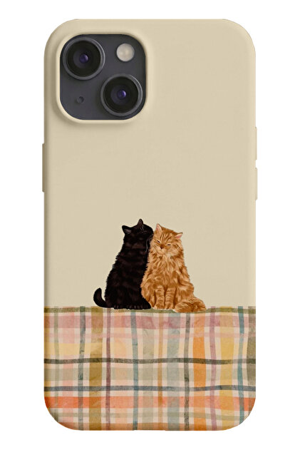 iPhone 15 Uyumlu Desenli Silikon Lansman Telefon Kılıfı -K815KREM.png