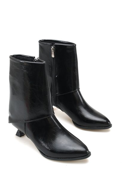 Mira Vera Women's Heeled Boots 0012603 Black Wrinkled Patent Leather