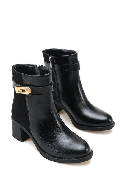 Aurora Alma Women's Heeled Boots 0012030 Black Wrinkled Patent Leather
