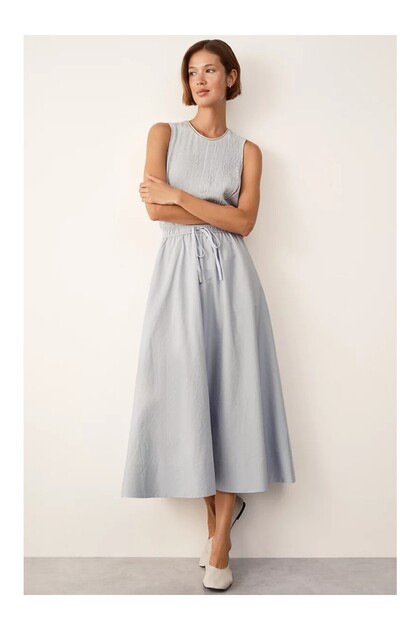Cotton Poplin Midi Women's Skirt